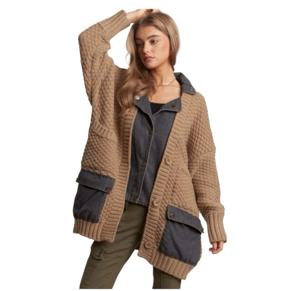 Jackets & Blazers - New! Gorgeous Chunky Sweater Coat with Pockets Brown